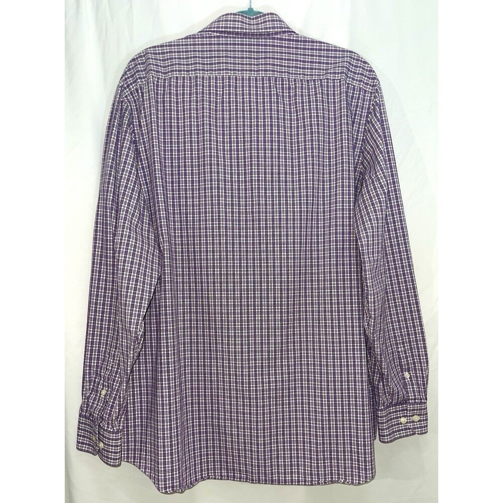 Perry Ellis Portfolio Slim Fit Shirt Long Sleeve Purple Plaid Men’s XXL 36/37 - Picture 2 of 6